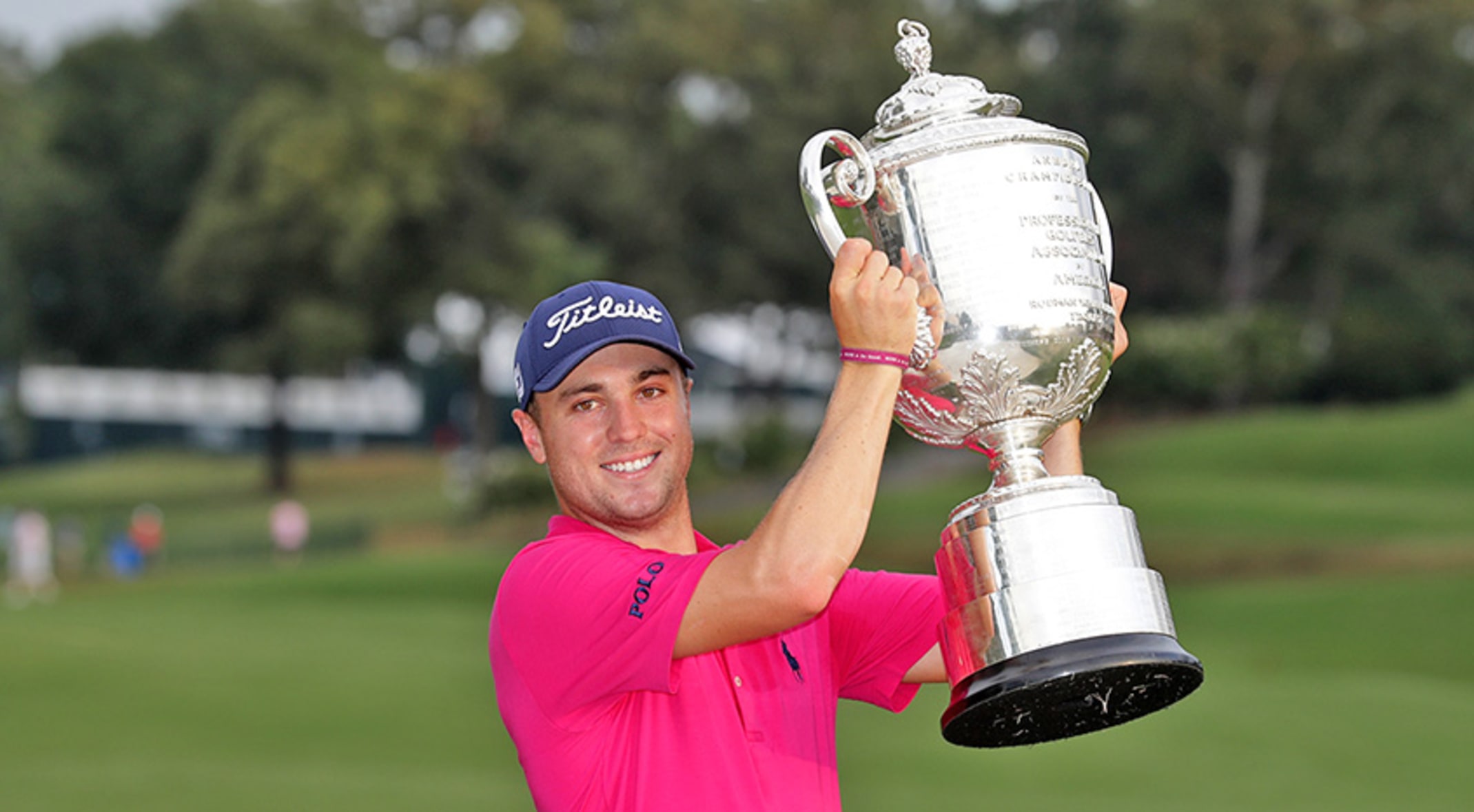 Justin Thomas with the PGA Championship trophy